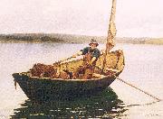 Picknell, William Lamb Man in a Boat Spain oil painting artist
